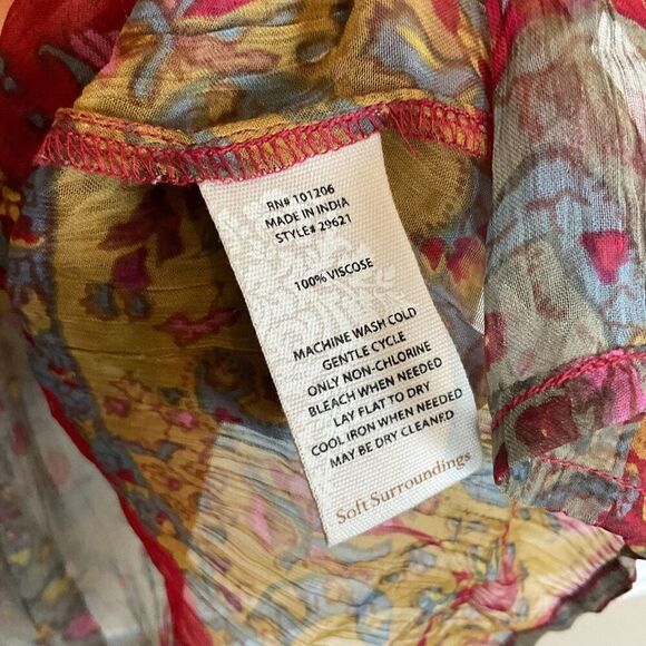 Soft Surroundings Fall Color Sz S M Kimono Crinkle Open Front Paisley Sequin Top - Picture 12 of 12